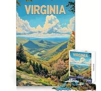 Puzzle da 1000 pezzi con poster di viaggio vintage raffigurante le colline panoramiche della Virginia un gioco per adulti che stimola la mente ideale per il relax e il divertimento Design