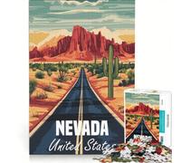 Puzzle da 1000 pezzi con poster raffigurante una strada nel deserto del Nevada gioco rompicapo sfida impegnativa regalo per amici e familiari 50x75cm