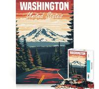 Puzzle da 1000 pezzi con poster turistico dello Stato di Washington,gioco creativo che stimola la mente Componenti robusti e facili da tagliare,ideale per i viaggi Regalo perfetto (38x52cm)