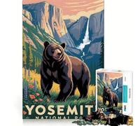 Puzzle da 1000 pezzi con poster vintage del Parco Nazionale di Yosemite esercizio mentale divertente,pezzi che si incastrano perfettamente,un modo coinvolgente per trascorrere il tempo libero