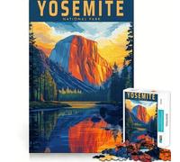 Puzzle da 1000 pezzi con poster vintage del Parco Nazionale di Yosemite,gioco di logica e divertimento,senza spazi vuoti,design a incastro perfetto, riunioni di famiglia (38x26cm)