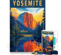 Puzzle da 1000 pezzi con poster vintage del Parco Nazionale di Yosemite,ideale per ragazzi,per stimolare la mente Taglio laser per un incastro perfetto Attività rilassante di gruppo al chiuso