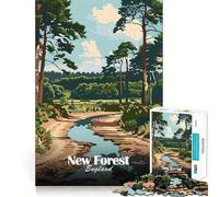 Puzzle da 1000 pezzi con poster vintage della New Forest, Inghilterra, per adulti, gioco intelligente, rilassante e divertente, con un motivo da assemblare, un regalo elegante (50x75cm)