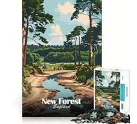 Puzzle da 1000 pezzi con poster vintage della New Forest, Inghilterra, per adulti, ideale per stimolare la mente e alleviare lo stress Taglio preciso, regalo perfetto (38x26cm)
