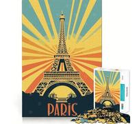 Puzzle da 1000 pezzi con poster vintage della Torre Eiffel di Parigi per adulti, gioco di logica e svago, bordo liscio, regalo perfetto (50x75cm)