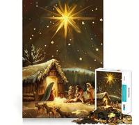 Puzzle da 1000 pezzi con presepe e stella per ragazzi, ideale per migliorare la memoria, un hobby tranquillo, con bordi precisi, perfetto come regalo di compleanno (38x52cm)