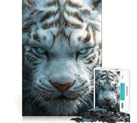 Puzzle da 1000 pezzi con primo piano della tigre bianca,gioco di memoria,taglio di alta precisione,sfida interattiva per la mente per la casa (38x52cm)