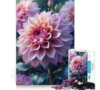 Puzzle da 1000 pezzi con primo piano di un fiore di dalia rosa, per adulti, gioco cognitivo, divertente da assemblare insieme, pezzo da collezione artistica (38x52cm)