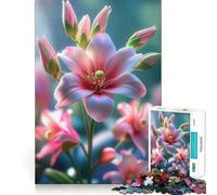 Puzzle da 1000 pezzi con primo piano di un fiore di giglio rosa, ideale per adulti, per stimolare la mente e ridurre lo stress, con bordi precisi, perfetto come decorazione da parete (38x26cm)