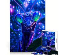 Puzzle da 1000 pezzi con primo piano di una mantide religiosa blu per adolescenti, stimolante per la mente, rilassante, evasione, taglio di alta qualità, regalo per le vacanze (38x52cm)