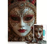 Puzzle da 1000 pezzi con primo piano di una maschera veneziana,gioco creativo per sviluppare le capacità cognitive,componenti robusti e ben definiti,ideale da portare in viaggio,perfetto come regalo
