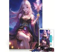 Puzzle da 1000 pezzi con principessa elfa in stile anime,gioco di abilità mentale,incastro stabile,parti che non si spostano,passatempo divertente per i lunghi weekend (38x26cm)
