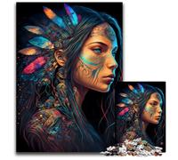 Puzzle da 1000 pezzi con principessa nativa americana per adulti, perfetto come decorazione per la casa o l'ufficio, ideale come regalo di Natale, 50x75CM/19,68x29,52 pollici.