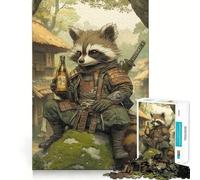 Puzzle da 1000 pezzi con procione e samurai per adulti, ideale per il tempo libero a casa, perfetto come regalo di compleanno (50x75cm)