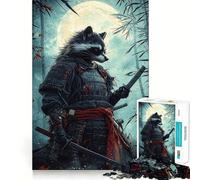 Puzzle da 1000 pezzi con procione e samurai per ragazzi, ideale per ricordare, migliorare, calmare, rilassare, con dettagli nitidi e dettagliati (50x75cm)