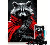 Puzzle da 1000 pezzi con procione guerriero, ideale per adolescenti, per migliorare la memoria, per un relax informale e per esporre opere d'arte dai tagli netti (50x75cm)