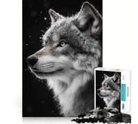 Puzzle da 1000 pezzi con profilo di lupo nella neve per adulti,stimolante per la mente,con pezzi precisi e facili da incastrare,ideale per un'attività di gruppo rilassante al chiuso (38x52cm)
