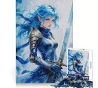 Puzzle da 1000 pezzi con protagonista una guerriera adolescente dai capelli blu, ideale per stimolare la riflessione e creare un'atmosfera rilassata Bordi netti Perfetto per le vacanze (50x75cm)
