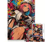 Puzzle da 1000 pezzi con protagonista una ragazza anime capitano dai capelli rosa, ideale per adulti Un regalo che stimola la mente e aiuta a rilassarsi Bordi ben definiti Regalo allegro (38x52cm)