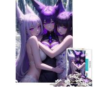 Puzzle da 1000 pezzi con protagoniste due sorelle anime viola divertenti attività da fare in casa taglio di precisione giocattolo antistress adatto a persone dai 14 anni in su (38x52cm)