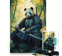 Puzzle da 1000 pezzi con protagonisti Panda e guerrieri samurai, ideale per allenare la mente, un'attività rilassante e divertente da assemblare, un oggetto da collezione (38x52cm)