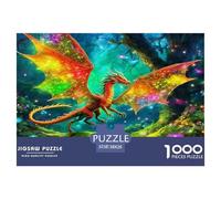 Puzzle da 1000 pezzi con pterosauro per decorare le pareti di casa Jungle Dragon Neon, dinamico, divertente, divertente, regalo e attività per adulti e bambini, ottima idea regalo. 38x26cm/1000pcs.