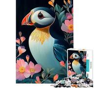 Puzzle da 1000 pezzi con pulcinella di mare e fiori animale difficile e stimolante analisi e logica gioco educativo adatto a partire dai 14 anni (38x52cm)
