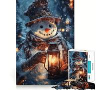 Puzzle da 1000 pezzi con pupazzo di neve e lanterna per adulti, un giocattolo intelligente per tutta la famiglia, con tagli precisi e un'opera d'arte di pregio (38x52cm)