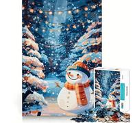 Puzzle da 1000 pezzi con pupazzo di neve in una foresta invernale con luci ideale per ragazzi per rafforzare la memoria rilassante e divertente con bordi lisci e ispirante alla lista dei desideri
