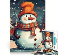 Puzzle da 1000 pezzi con pupazzo di neve, inverno e Natale, per adulti e ragazzi, gioco di abilità rilassante e divertente, con bordi precisi, regalo per le festività (38x52cm)