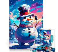 Puzzle da 1000 pezzi con pupazzo di neve per adolescenti, gioco di logica mentale, tranquillo, con taglio preciso, oggetto dei desideri di Babbo Natale (50x75cm)