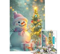 Puzzle da 1000 pezzi con pupazzo di neve sorridente tema natalizio difficile e stimolante ideale per attività in famiglia e giochi rilassanti per ragazzi dai 14 anni in su (50x75cm)