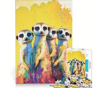 Puzzle da 1000 pezzi con quattro suricati, gioco per famiglie, assemblaggio di motivi, con pezzi di forma casuale completamente ad incastro 38x26cm
