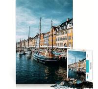 Puzzle da 1000 pezzi con raffigurazione del porto di Nyhavn,Copenaghen,Danimarca Gioco di precisione per stimolare la mente e rilassare la mente Decorazione natalizia (38x26cm)