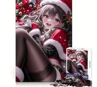 Puzzle da 1000 pezzi con ragazza adolescente di Natale in stile anime, ideale per ricordare i dettagli, per un momento di relax e divertimento, con bordi precisi e sorprese per il compleanno (38x26cm)