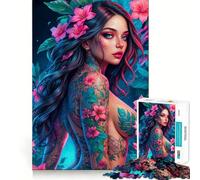 Puzzle da 1000 pezzi con ragazza adolescente nuda e fiori sexy, ideale per rafforzare la memoria, semplice e divertente, con bordi di qualità, un regalo memorabile 38x52cm