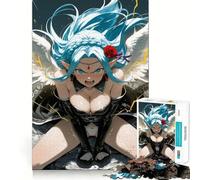 Puzzle da 1000 pezzi con ragazza angelo anime arrabbiata,gioco di concentrazione mentale,design a incastro preciso,sfida interattiva per il cervello per la casa (50x75cm)