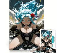 Puzzle da 1000 pezzi con ragazza angelo anime arrabbiata,gioco di concentrazione mentale,taglio di precisione,bordi lisci,gioco significativo per costruire connessioni (38x52cm)