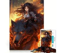 Puzzle da 1000 pezzi con ragazza anime a cavallo di un lupo,ideale per adolescenti Divertimento con il memory train,facile da realizzare,senza interruzioni,rilassante,per attività di gruppo al chiuso