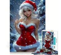 Puzzle da 1000 pezzi con ragazza anime a tema natalizio per adulti,gioco di memoria,incastro perfetto senza spazi vuoti,attività rilassante per la pausa mentale (38x52cm)