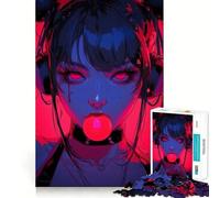 Puzzle da 1000 pezzi con ragazza anime al neon per adolescenti, gioco di logica, momento di condivisione, taglio di qualità, regalo memorabile (38x52cm)