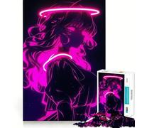 Puzzle da 1000 pezzi con ragazza anime al neon per adolescenti, gioco stimolante, facile e rilassante, taglio preciso, (38x52cm)