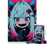 Puzzle da 1000 pezzi con ragazza anime arrabbiata, ideale per adolescenti, per allenare la mente, divertimento facile, taglio uniforme, elegante regalo di Natale (38x52cm)