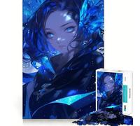 Puzzle da 1000 pezzi con ragazza anime blu e cristallo,disegno ritagliato con precisione,sfida intelligente e divertente,gioco di svago,regalo di Natale 50x75cm