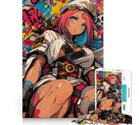 Puzzle da 1000 pezzi con ragazza anime capitano dai capelli rosa,gioco di memoria,incastro perfetto,nessun pezzo che si stacca,ideale da portare in viaggio,gioco per allenare la mente,regalo (50x75cm)