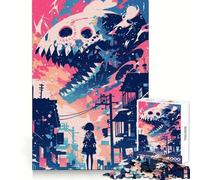 Puzzle da 1000 pezzi con ragazza anime che affronta un mostro, ideale per adolescenti, stimola la memoria, favorisce il relax, ha bordi ben definiti ed è un regalo perfetto per le feste (50x75cm)