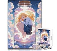 Puzzle da 1000 pezzi con ragazza anime che dorme in un barattolo, gioco divertente per lo sviluppo cognitivo, regalo speciale per una celebrazione premurosa, dimensioni 38x52cm