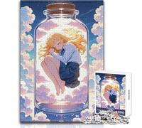 Puzzle da 1000 pezzi con ragazza anime che dorme in un barattolo, gioco divertente per lo sviluppo cognitivo, regalo speciale per una celebrazione premurosa, dimensioni 50x75cm