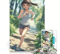 Puzzle da 1000 pezzi con ragazza anime che fa jogging, decorazione da parete, impegnativo da completare, per rafforzare l'amore tra le coppie 38x52cm