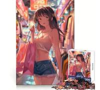 Puzzle da 1000 pezzi con ragazza anime che fa shopping, ideale per adolescenti, stimola la memoria, crea un'atmosfera rilassante e crea una sorpresa festiva (38x26cm)